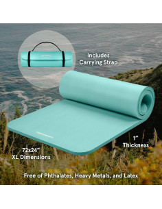 Mat de Yoga Retrospec Solana 1" Antideslizante Azul Laguna 2