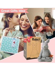 Estatua Solar de Jardín Conejo Meditante Kodylife 20 cm 2