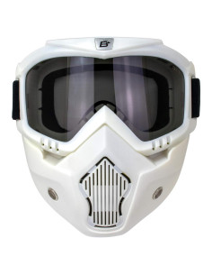 Máscara de Motocicleta Birdz Skylark Blanca con Gafas Desmontables