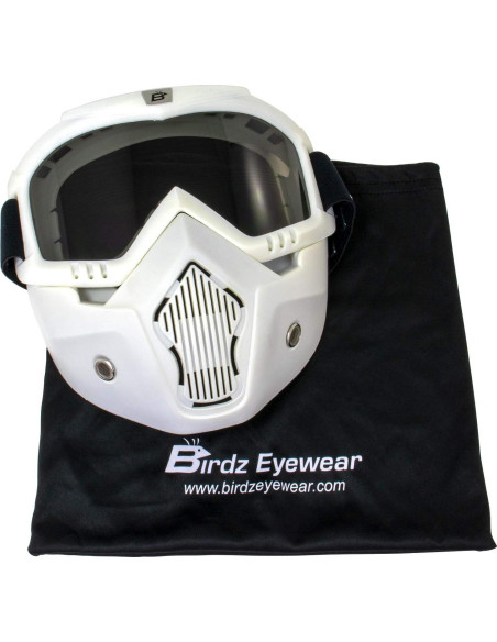 Máscara de Motocicleta Birdz Skylark Blanca con Gafas Desmontables