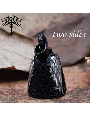 Campana de Motocicleta MOYOZZ Alas de Ángel Negra 3.81cm