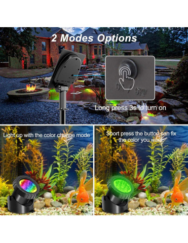 Luces de estanque solares T-SUN 3 en 1 RGB subacuáticas LED