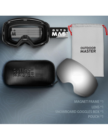 Gafas de Esquí OutdoorMaster PRO Sin Marco UV400 Lente Intercambiable