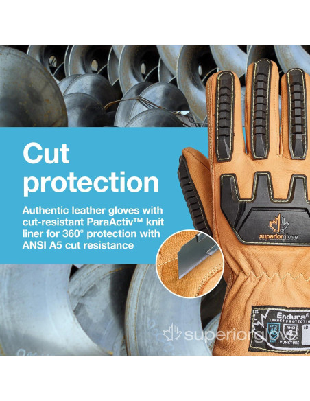 Guantes de trabajo de cuero Superior Glove Endura - Aislados - X-Large