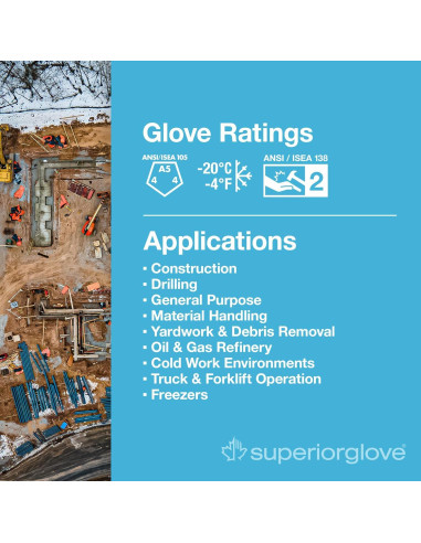 Guantes de trabajo de cuero Superior Glove Endura - Aislados - X-Large