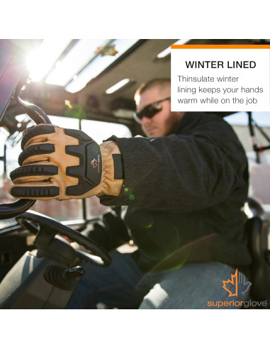 Guantes de trabajo de cuero Superior Glove Endura - Aislados - X-Large
