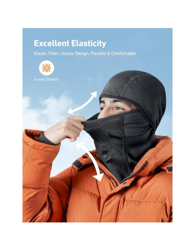 Máscara de Esquí Balaclava AstroAI Negra a Prueba de Viento