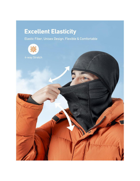 Máscara de Esquí Balaclava AstroAI Negra a Prueba de Viento