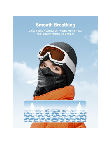Máscara de Esquí Balaclava AstroAI Negra a Prueba de Viento
