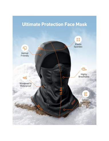 Máscara de Esquí Balaclava AstroAI Negra a Prueba de Viento