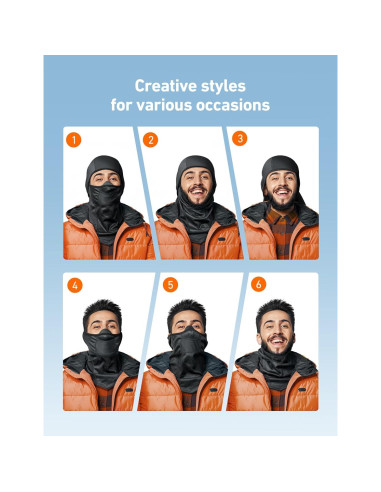 Máscara de Esquí Balaclava AstroAI Negra a Prueba de Viento