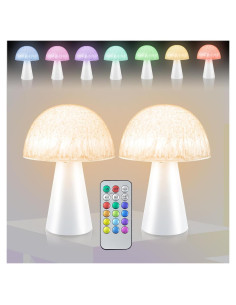 Luz Nocturna de Hongo JINYANIA LED 12 Colores a Batería 2 Pcs