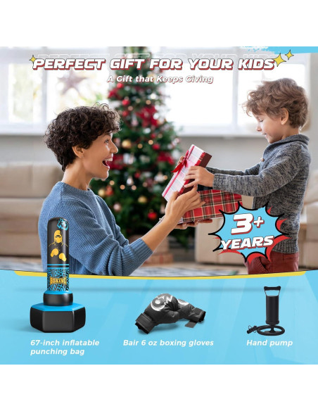 Bolsa de Boxeo Inflable ODOSOLA 170 cm para Niños 3-12 Años