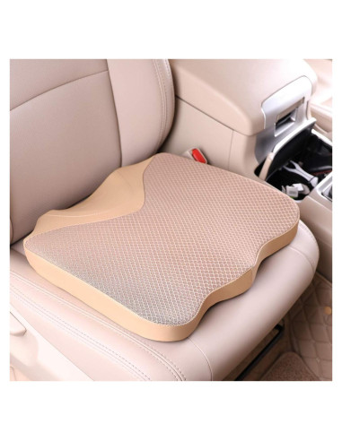 Cojín de Asiento de Coche KINGLETING Espuma Viscoelástica Beige