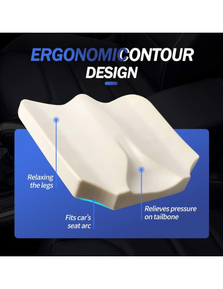 Cojín de Asiento de Coche KINGLETING Espuma Viscoelástica Beige