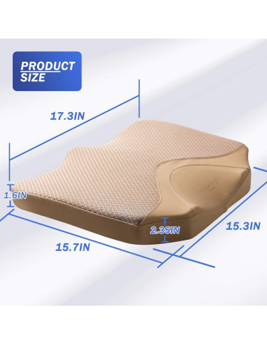 Cojín de Asiento de Coche KINGLETING Espuma Viscoelástica Beige