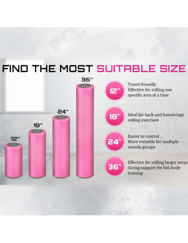 Rodillo de Espuma Yes4All RFEG 60 cm Densidad Media Rosa/Grey