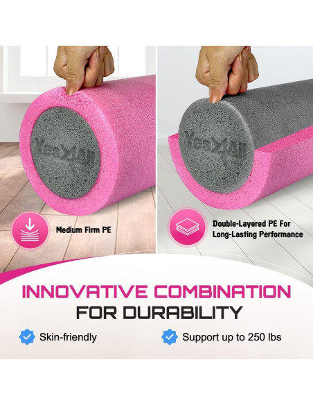 Rodillo de Espuma Yes4All RFEG 60 cm Densidad Media Rosa/Grey