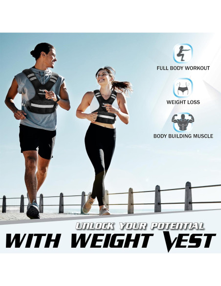 Chaleco con Pesas Ajustable Yes4All 5-14.5 kg Negro