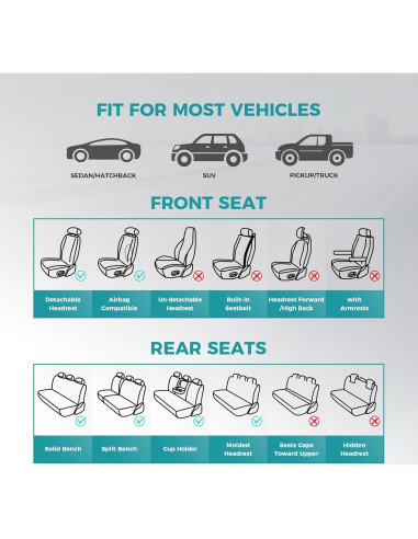 Fundas de Asiento de Coche Beige FEINEPRO 2 Piezas Universales