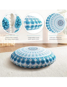 Cojín de Meditación Codi 81 cm Redondo Aqua Espuma de Memoria 2