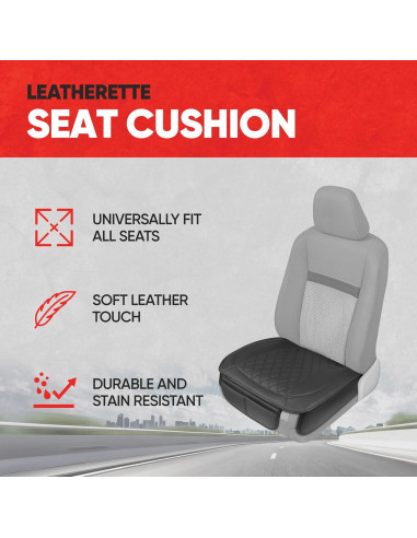 Cojín de Asiento Delantero Motor Trend Negro Acolchado Universal