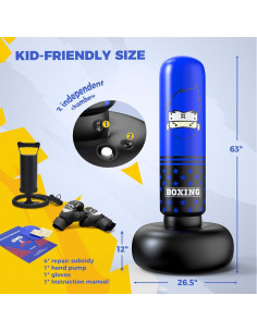 Saco de Boxeo Inflable JCLEAL 160 cm con Guantes y Bomba 2