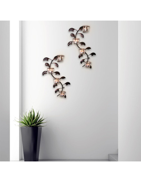 Soporte de Vela de Pared Hosley en Forma de Hoja, Conjunto de 2