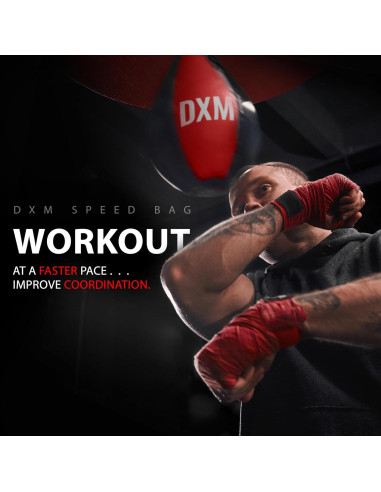 Bolsa de Velocidad de Boxeo DXM SPORTS 29.21 cm Cuero Negro/Rojo