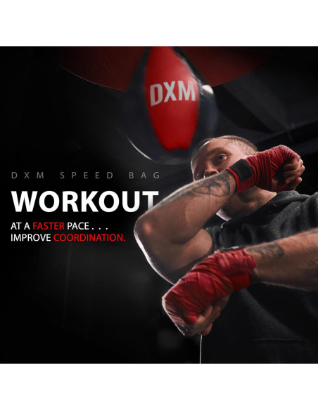 Bolsa de Velocidad de Boxeo DXM SPORTS 29.21 cm Cuero Negro/Rojo