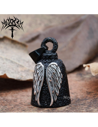 Campana de Motocicleta MOYOZZ Alas de Ángel Negra 3.81 cm