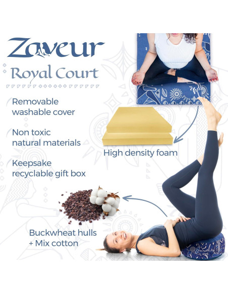 Tapete de Meditación Zaveur Azul 60x60 cm Antideslizante