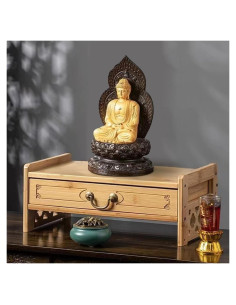 Mesa de Altar Pequeña LINRUI de Bambú Natural 42x25cm