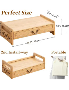 Mesa de Altar Pequeña LINRUI de Bambú Natural 42x25cm 2