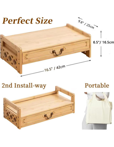 Mesa de Altar Pequeña LINRUI de Bambú Natural 42x25cm