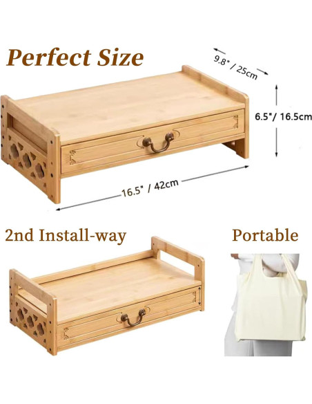 Mesa de Altar Pequeña LINRUI de Bambú Natural 42x25cm