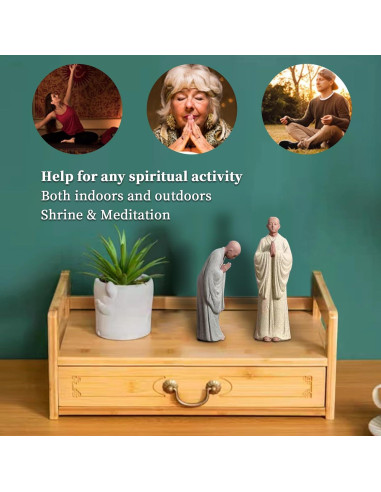 Mesa de Altar Pequeña LINRUI de Bambú Natural 42x25cm