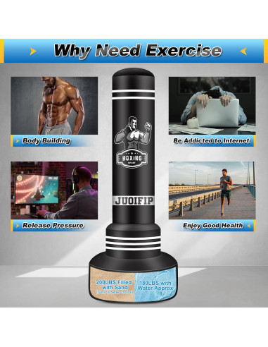 Saco de Boxeo Inflable JUOIFIP 177.8 cm para Adultos MMA