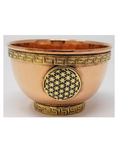 Tazón de Cobre 100% Sólido Flor de la Vida 7.62 cm