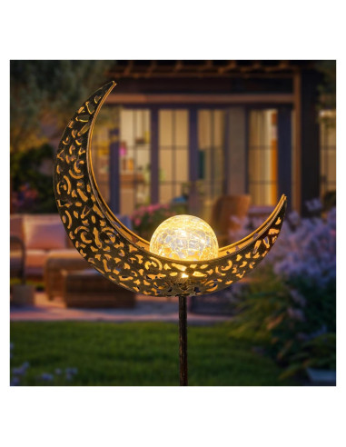 Luces Solares de Jardín Homeimpro en Forma de Luna Bronce
