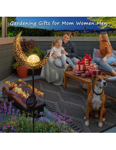 Luces Solares de Jardín Homeimpro en Forma de Luna Bronce 2