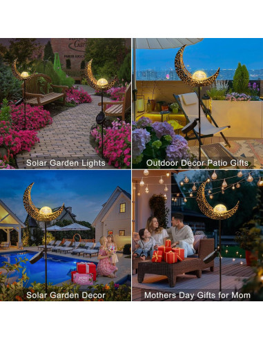 Luces Solares de Jardín Homeimpro en Forma de Luna Bronce