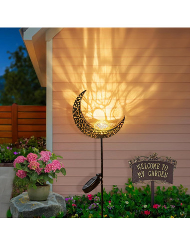 Luces Solares de Jardín Homeimpro en Forma de Luna Bronce