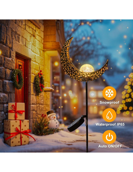 Luces Solares de Jardín Homeimpro en Forma de Luna Bronce