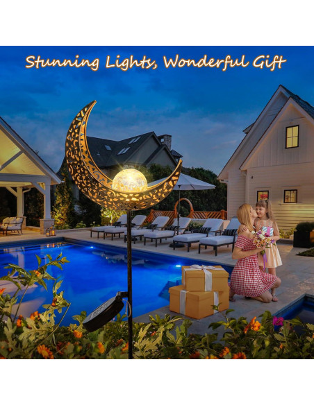 Luces Solares de Jardín Homeimpro en Forma de Luna Bronce