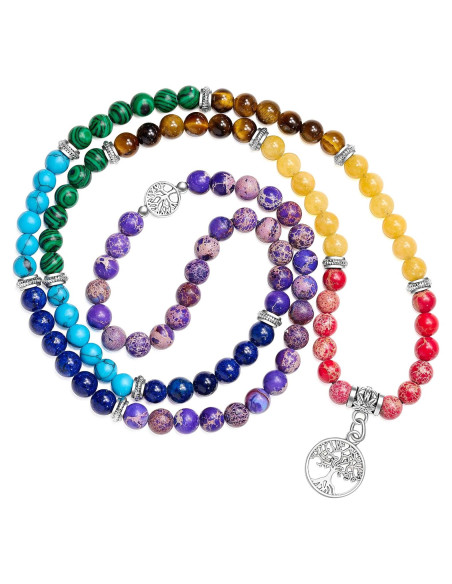 Collar y pulsera mala Bivei 108 cuentas de piedra 6mm Collar y pulsera mala Bivei 108 cuentas de piedra 6mm