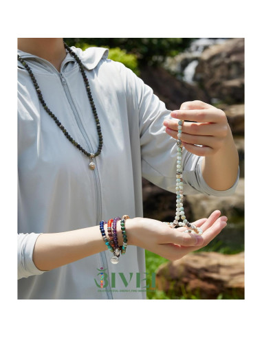 Collar y pulsera mala Bivei 108 cuentas de piedra 6mm
