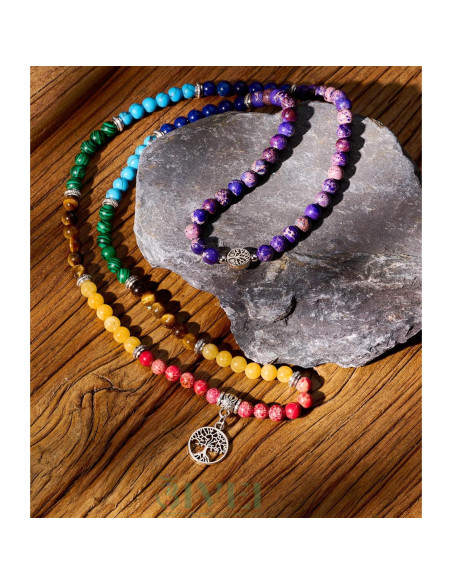 Collar y pulsera mala Bivei 108 cuentas de piedra 6mm Collar y pulsera mala Bivei 108 cuentas de piedra 6mm