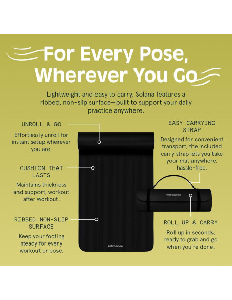 Alfombrilla de Yoga Retrospec Solana 1.27 cm Antideslizante