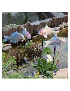 Estatuas de Jardín Koi 4 Piezas Lovely Ran Bronce 26.67 cm